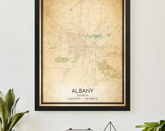Vintage Albany Georgia Map Print Poster Custom Map Art