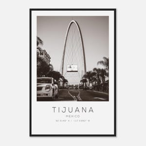 Tijuana Mexico Travel Photo Poster BW, Tijuana Travel Print, Minimalist Travel Poster Print