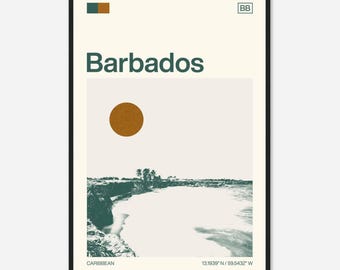 Barbados Caribbean Minimalist Monochrome Travel Photo Poster