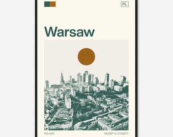 Warsaw Poland Minimalist Monochrome Travel Photo Poster