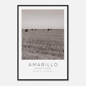 Amarillo United States Travel Photo Poster BW, Amarillo Travel Print, Minimalist Travel Poster Print