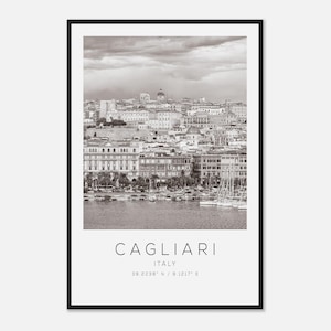 Cagliari Italy Travel Photo Poster BW, Cagliari Travel Print, Minimalist Travel Poster Print
