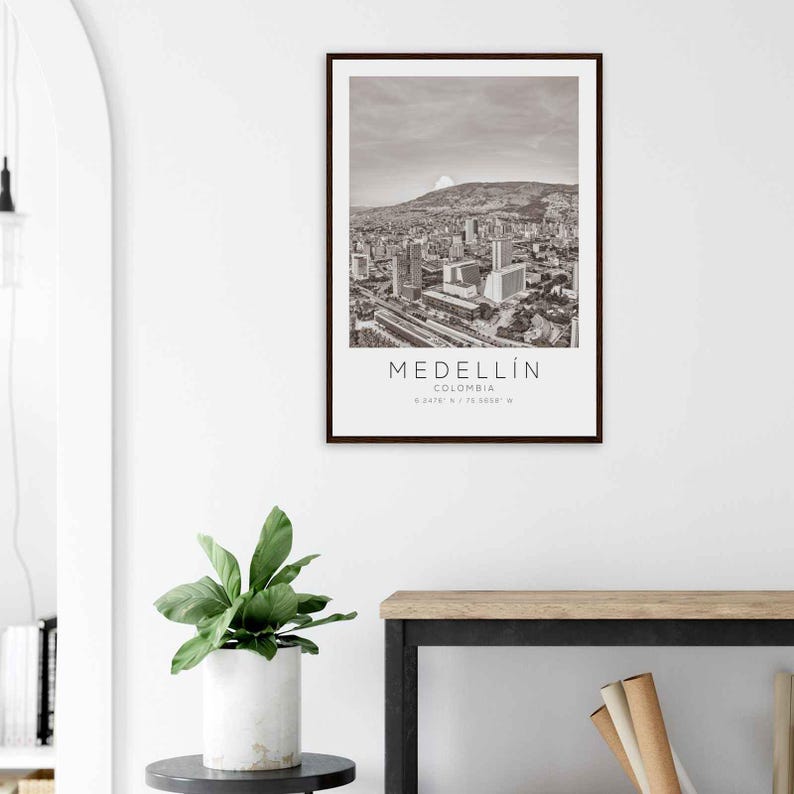 Medellin Colombia Travel Photo Poster BW, Medellin Travel Print