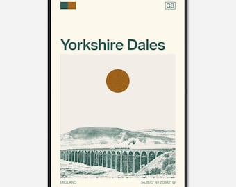 Yorkshire Dales England Minimalist Monochrome Travel Photo Poster