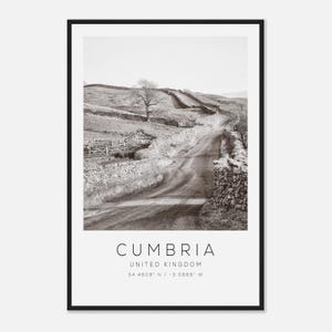 Cumbria United Kingdom Travel Photo Poster BW, Cumbria Travel Print, Minimalist Travel Poster Print