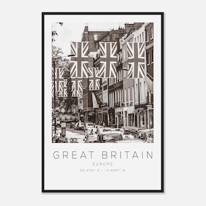 Great Britain Europe Travel Photo Poster BW, Great Britain Travel Print, Minimalist Travel Poster Print