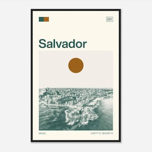 Salvador Brazil Minimalist Monochrome Travel Photo Poster