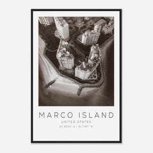 Marco Island United States Travel Photo Poster BW, Marco Island Travel Print, Minimalist Travel Poster Print