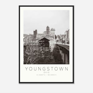 Youngstown Ohio Foto Reise Poster, Youngstown Reise Fotodruck, Minimalistischer Reise Druck DS1