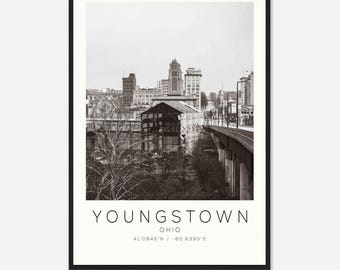 Youngstown Ohio Photo Travel Poster, Youngstown Travel Print, Minimalist Travel Print DS1