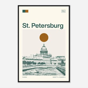 St Petersburg Russia Minimalist Monochrome Travel Photo Poster