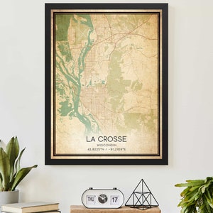 Affiche vintage de La Crosse, Wisconsin, impression de carte, carte d'art personnalisée
