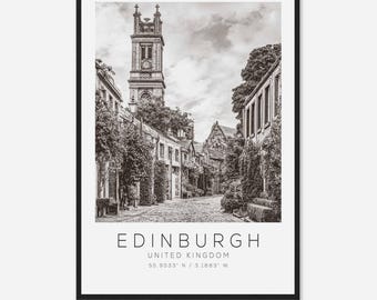 Edinburgh United Kingdom Travel Photo Poster BW, Edinburgh Travel Print, Minimalist Travel Poster Print DS2