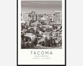 Tacoma Washington Photo Travel Poster, Tacoma Travel Print, Minimalist Travel Print