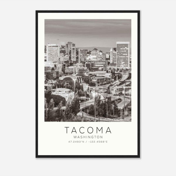 Tacoma Washington Photo Travel Poster, Tacoma Travel Print, Minimalist Travel Print