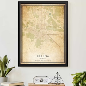 Vintage Helena Montana Map Print Poster Custom Map Art