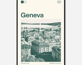 Geneva Switzerland Minimalist Monochrome Travel Photo Poster