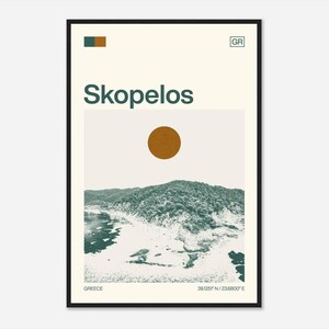 Skopelos Greece Minimalist Monochrome Travel Photo Poster
