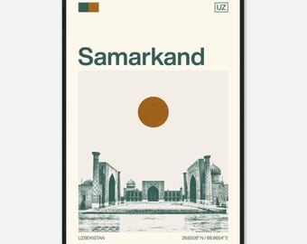 Samarkand Uzbekistan Minimalist Monochrome Travel Photo Poster