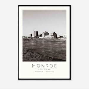 Monroe Louisiana Foto Reise Poster, Monroe Reise Druck, minimalistischer Reise Druck