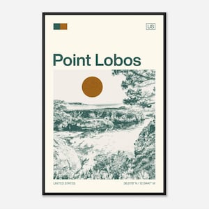 Point Lobos minimalistische zwart-wit reisfotoposter Verenigde Staten