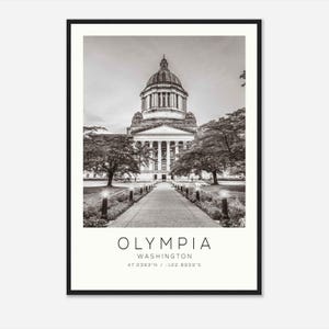 Olympia Washington Photo Travel Poster, Olympia Travel Print, Minimalist Travel Print
