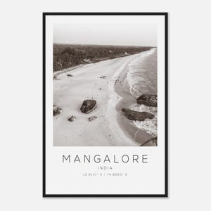 Mangalore India Travel Photo Poster BW, Mangalore Travel Print, Minimalist Travel Poster Print
