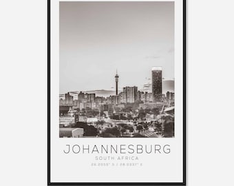 Johannesburg South Africa Travel Photo Poster BW, Johannesburg Travel Print, Minimalist Travel Poster Print