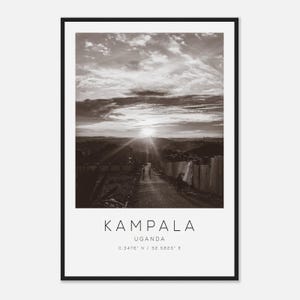 Kampala Uganda Travel Photo Poster BW, Kampala Travel Print, Minimalist Travel Poster Print