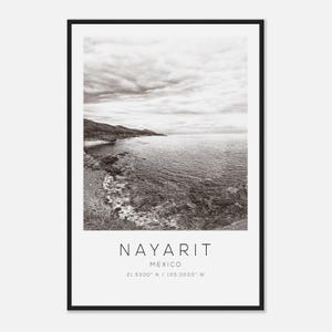 Nayarit Mexico Travel Photo Poster BW, Nayarit Travel Print, Minimalist Travel Poster Print