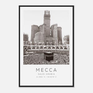Mecca Saudi Arabia Travel Photo Poster BW, Mecca Travel Print, Minimalist Travel Poster Print
