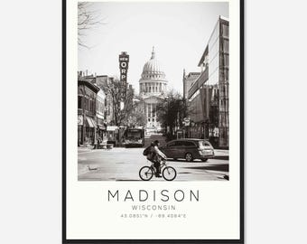 Madison Wisconsin Photo Travel Poster, Madison Travel Print, Minimalist Travel Print DS1