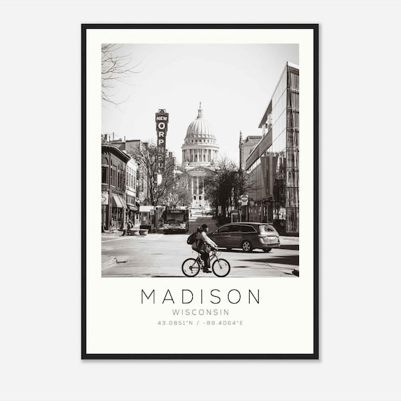 Madison Wisconsin Photo Travel Poster, Madison Travel Print, Minimalist Travel Print DS1