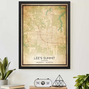 Vintage Lee Gipfel Missouri Karte Druck Poster Kundenspezifische Karte Kunst