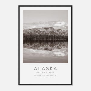 Alaska United States Travel Photo Poster BW, Alaska Travel Print, Minimalist Travel Poster Print