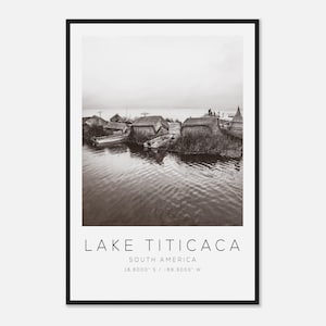 Lake Titicaca South America Travel Photo Poster BW, Lake Titicaca Travel Print, Minimalist Travel Poster Print