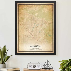 Vintage Anaheim California Map Print Poster Custom Map Art