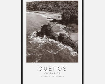 Quepos Costa Rica Travel Photo Poster BW, Quepos Travel Print, Minimalist Travel Poster Print