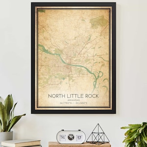 Vintage North Little Rock Arkansas carte impression affiche carte personnalisée art