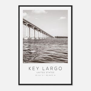 Key Largo United States Travel Photo Poster BW, Key Largo Travel Print, Minimalist Travel Poster Print