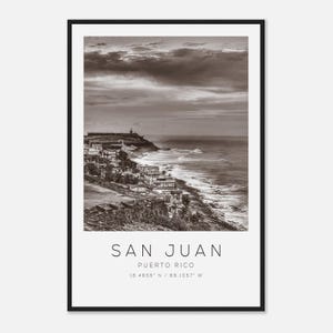 San Juan Puerto Rico Travel Photo Poster BW, San Juan Travel Print, Minimalist Travel Poster Print