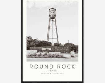 Round Rock Texas Photo Travel Poster, Round Rock Travel Print, Minimalist Travel Print