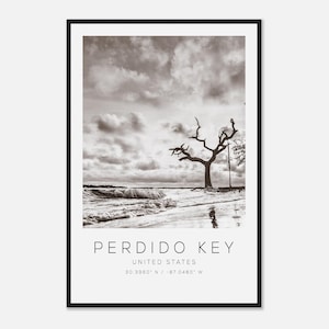 Perdido Key United States Travel Photo Poster BW, Perdido Key Travel Print, Minimalist Travel Poster Print