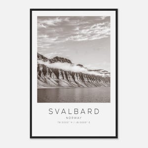Svalbard Norway Travel Photo Poster BW, Svalbard Travel Print, Minimalist Travel Poster Print