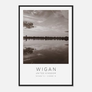 Wigan United Kingdom Travel Photo Poster BW, Wigan Travel Print, Minimalist Travel Poster Print