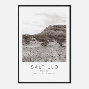 Saltillo Mexico Travel Photo Poster BW, Saltillo Travel Print, Minimalist Travel Poster Print