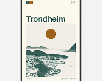 Trondheim Norway Minimalist Monochrome Travel Photo Poster