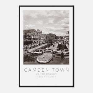 Camden Town United Kingdom Travel Photo Poster BW, Camden Town Travel Print, Minimalist Travel Poster Print