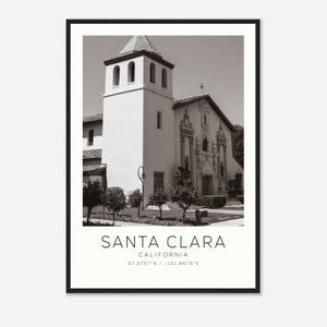 Santa Clara California Photo Travel Poster, Santa Clara Travel Print, Minimalist Travel Print DS2