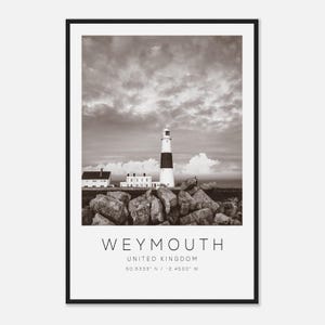 Weymouth United Kingdom Travel Photo Poster BW, Weymouth Travel Print, Minimalist Travel Poster Print
